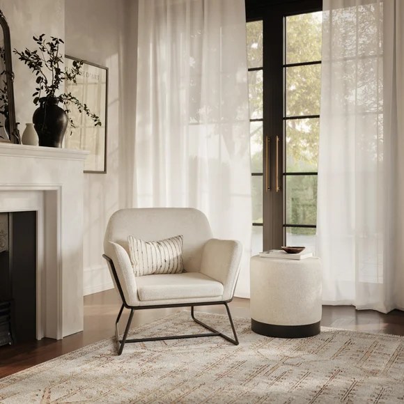 Charles Ivory Bouclé Armchair