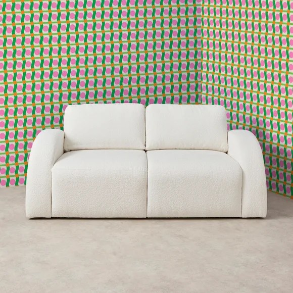 Half Moon Ivory Bouclé Two-Seater Sofa