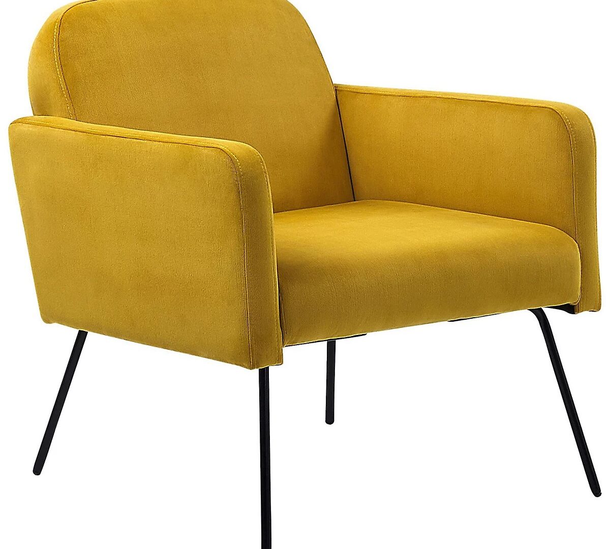 Narken mustard velvet armchair with dark tapered legs