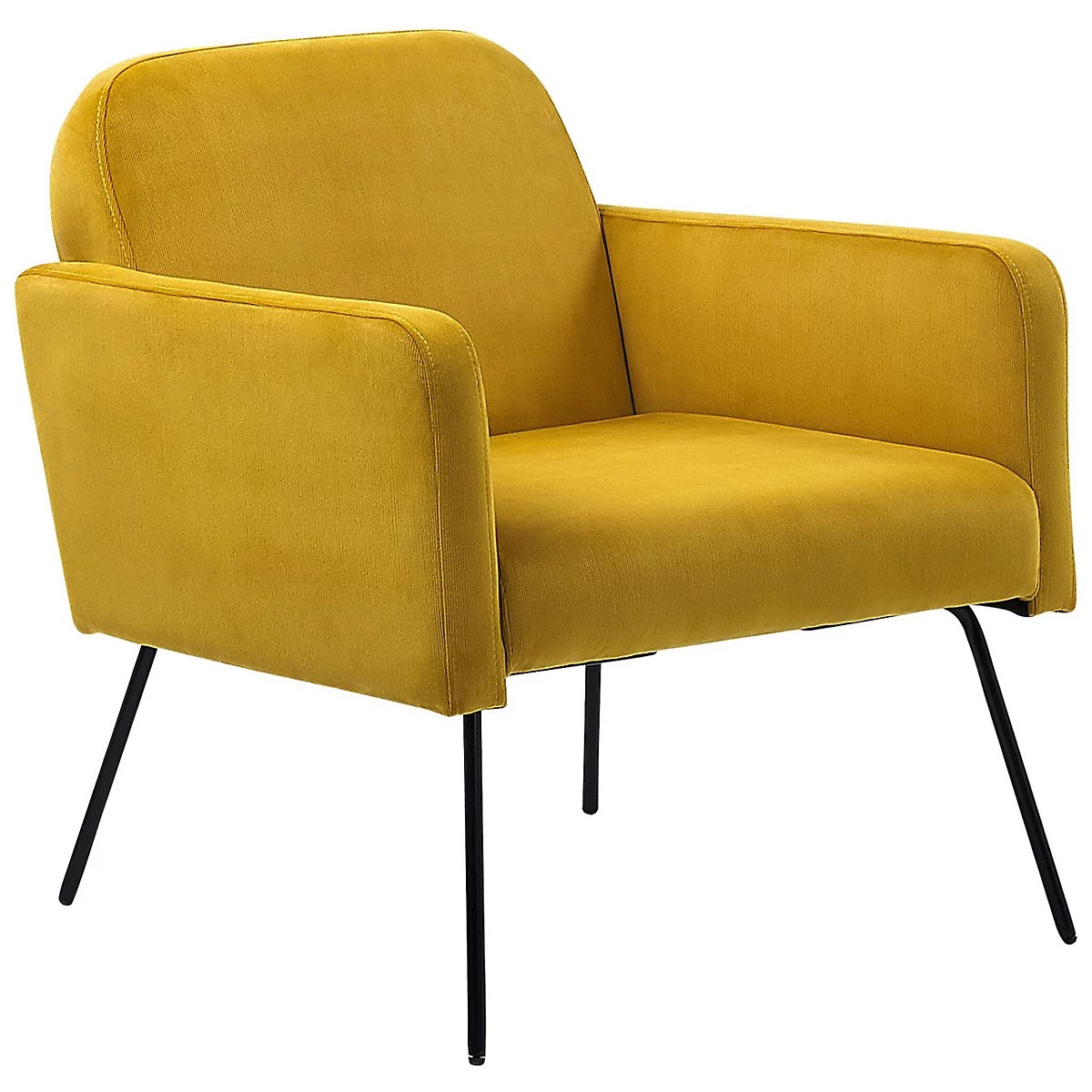 Narken mustard velvet armchair with dark tapered legs